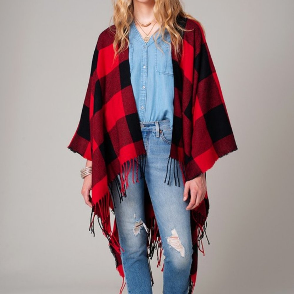 Red Buffalo Plaid Poncho
